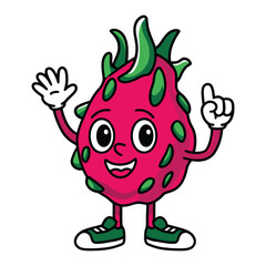 Cute Dragon Fruit Cartoon Character Illustration