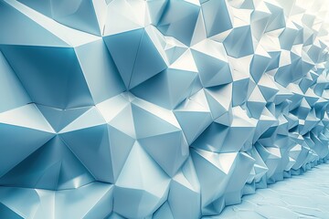 Fototapeta premium Beautiful futuristic Geometric background for your presentation. Textured intricate 3D wall in light blue and white tones