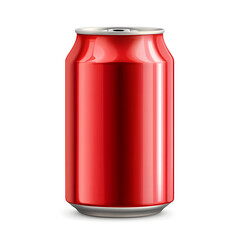 Red soda can realistic mock up isolated on white background	