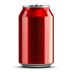 Red soda can realistic mock up isolated on white background	