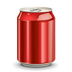 Red soda can realistic mock up isolated on white background	