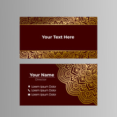Luxury mandala business card template with gold color