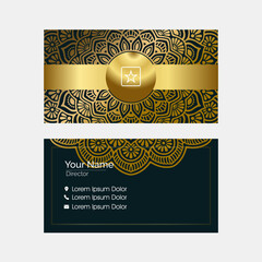 Luxury mandala business card template with gold color