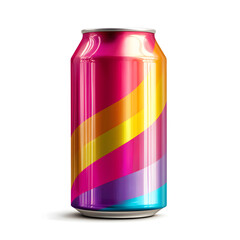 Fototapeta premium A colorful soda can with dynamic patterns,, isolated on a crisp white background 