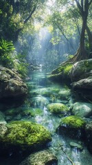 Crystal-clear spring in a forest
