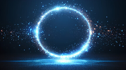 Fototapeta premium A blue circle with a lot of sparkles in it