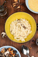 Millet porridge with mushrooms.