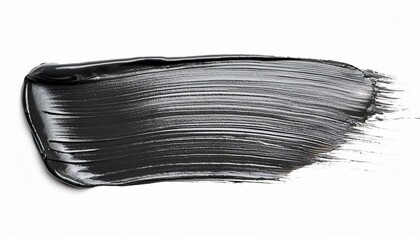 black silver oil brush stroke on white background