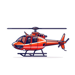 Helicopter vector illustration in flat cartoon style. Helicopter rescue service.