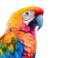 Fototapeta premium Craft a stunning digital painting of a colorful parrot, its vibrant feathers in sharp focus, against a pure white canvas to emphasize its beauty