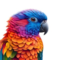 Obraz premium Craft a stunning digital painting of a colorful parrot, its vibrant feathers in sharp focus, against a pure white canvas to emphasize its beauty
