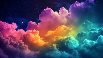 Obraz premium Dreamscape: Colorful Clouds in Starlit Night Sky