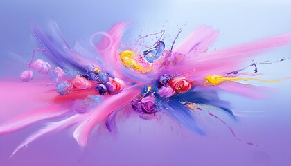Obraz premium Explosion of vibrant hues shaping a universe of abstract forms, representing limitless imagination, Abstract imagination, Colorful fantasy world