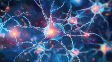 Close-up view of neurons showcasing their structure and connections in the nervous system.