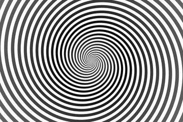 Spiral abstract swirl effect background with hypnotic black and white curves
