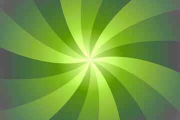 Spiral abstract swirl sunburst background with light and dark green curves