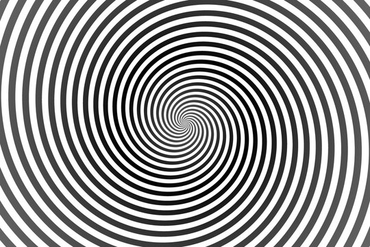 Spiral abstract swirl effect background with hypnotic black and white curves