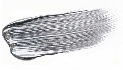 glittering silver oil brush stroke on white background