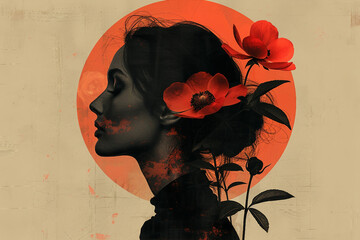 Generative AI technology cut-out graphical retro collage with vivid vintage elements paper art design