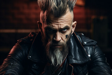 Obraz premium Brutal metal music lover rocker band member diversity age, cool punk style, Generative AI photo