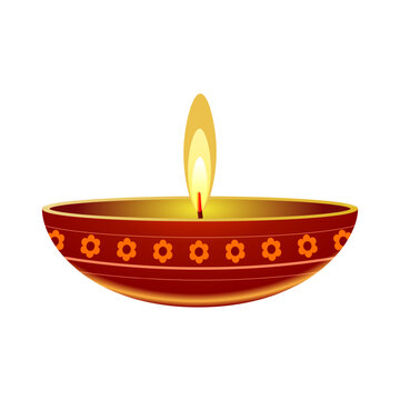 burning diya lamp red bowl clip art preview