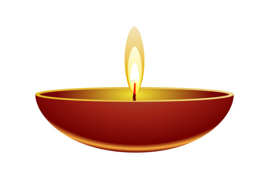 burning diya lamp, red and gold clip art preview