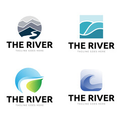 Set of River logo design concept vector