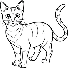 Obraz premium cat line art vector illustration silhouette, Print