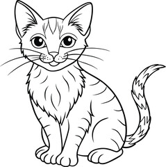 cat line art vector illustration silhouette, Print