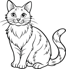 Obraz premium cat line art vector illustration silhouette, Print