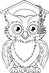 Wise Owl Bird Cartoon Graduation Professor Teacher