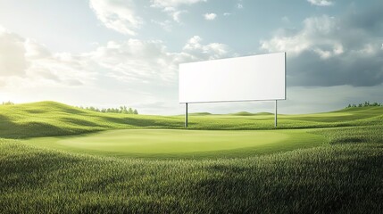 Golf course billboard mockup, ideal for golf equipment and tournament advertising 