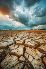 Scenic view of dry, parched terrain during a heatwave or drought