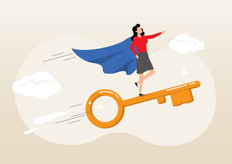 businesswoman leader ride gold key success