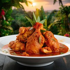 Beautiful Chicken curry on bowl