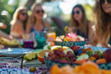 Picnic barbecue friends and family outdoor gathering generative AI