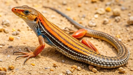 Obraz premium Bird's eye view of an Orange-throated Whiptail Lizard