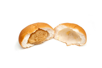 Stuffed bread isolated on white background.