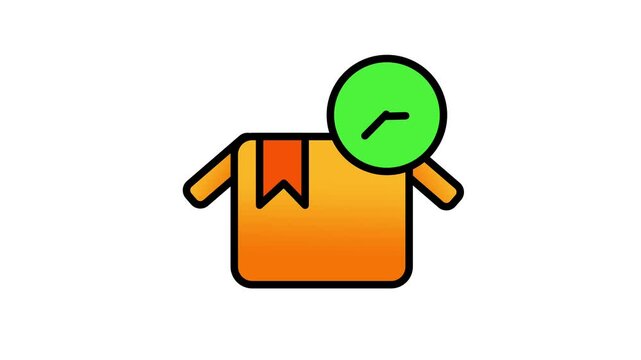 Looping animation of a cardboard box with time, representing the product packing stage before shipment