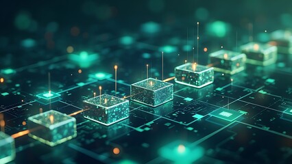 Obraz premium A concept illustration of blockchain technology featuring a digital ledger. This visual highlights the secure and transparent nature of blockchain, emphasizing its role in modern data management.