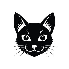 Cat head silhouette vector art , cat illustration .
