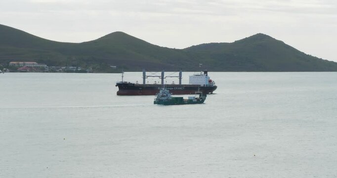 Commercial ships in Noumea Port, New Caledonia.