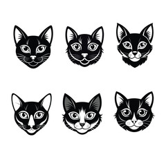 Cat head silhouette vector art , cat illustration .