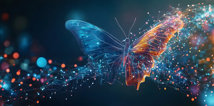 An abstract background with beautiful abstract business transformation innovation. Change from traditional to high technology-like life cycle of a butterfly. To imply a successful future business