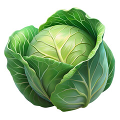 Fototapeta premium Realistic 3D Cabbage, Fresh Green Vegetable Isolated