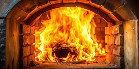Obraz premium Bird's eye view of zoomed flame in kiln heating cement