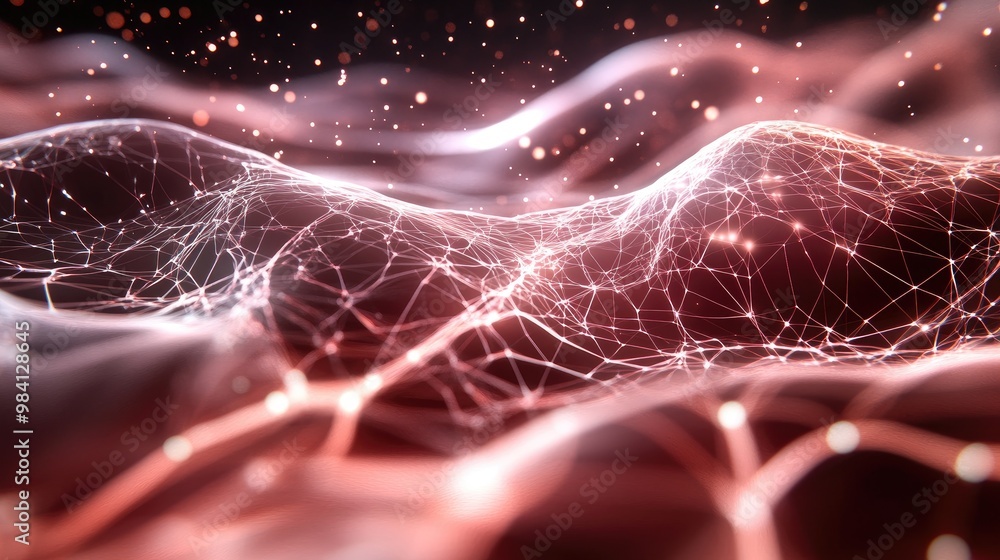 Poster abstract waves of light and data patterns