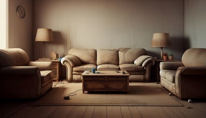Abandoned living room interior