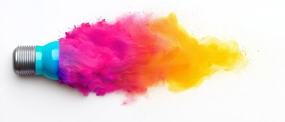 Fototapeta premium Colorful powdered pigments in vibrant explosion, white isolated background