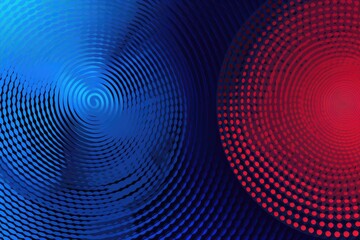 Abstract pattern with concentric circles in blue and red, creating a hypnotic and vibrant effect on a dark background.
